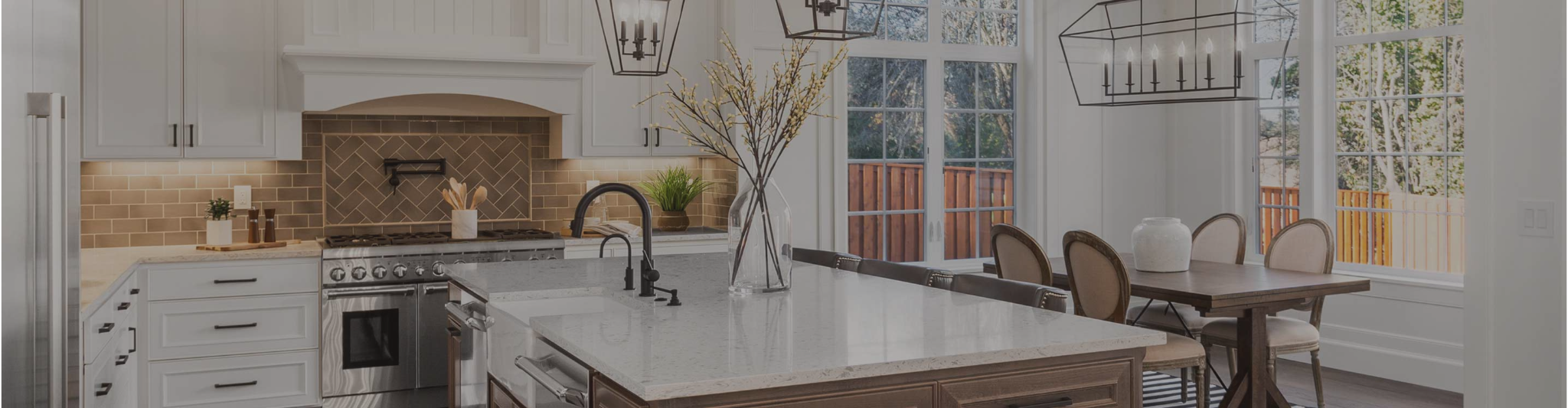 brown tile backsplash in a kitchen